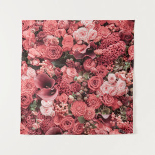 Naher, blumengeschmückter abstrakter Hintergrund. Wandteppich