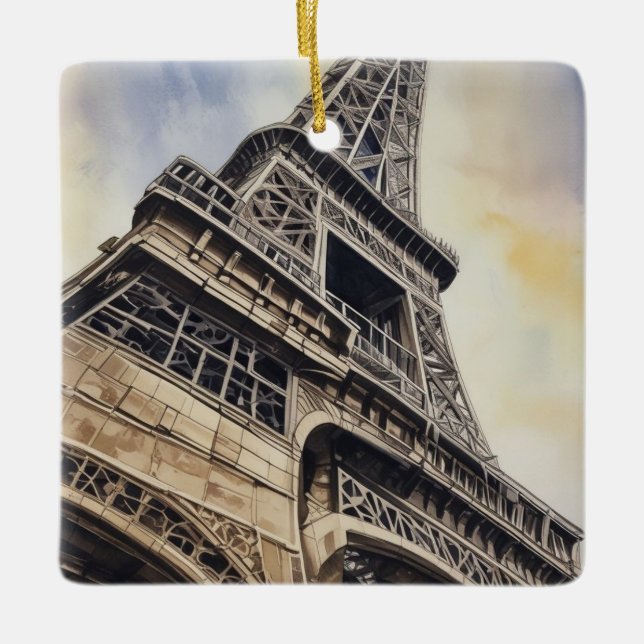 Naher Eiffelturm Paris Liebe City Travel Keramikornament (Vorderseite)