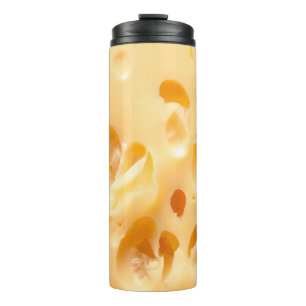 Naher Gelbkäse. Diese Datei wird gereinigt. Thermosbecher