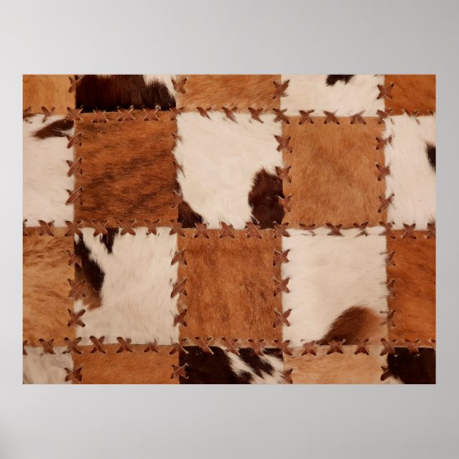 Naher Lederpatchwork mit Textur. Poster (Vorne)