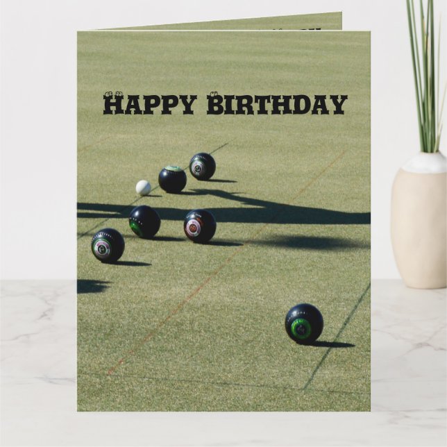 Naher Ruf von Rasenbowls, großer Geburtstag Karte (Vorderseite)