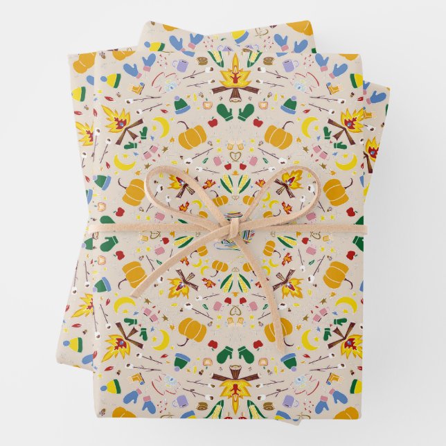 Naher Strick Erntedank Herbst Gemütlicher Herbst S Geschenkpapier Set (Beispiel)