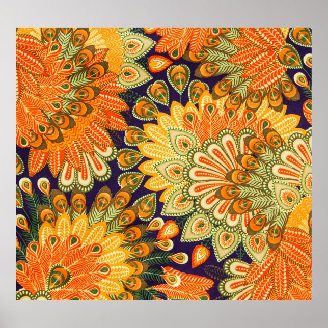 Naher Vintager Stoffmuster Hintergrund. Poster (Vorne)