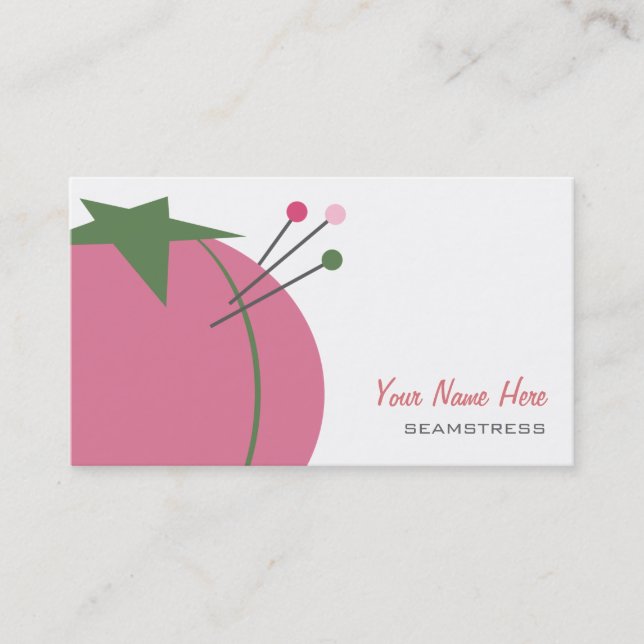 Näherin-Geschäfts-Karte - rosa Button-Kissen Visitenkarte (Vorderseite)