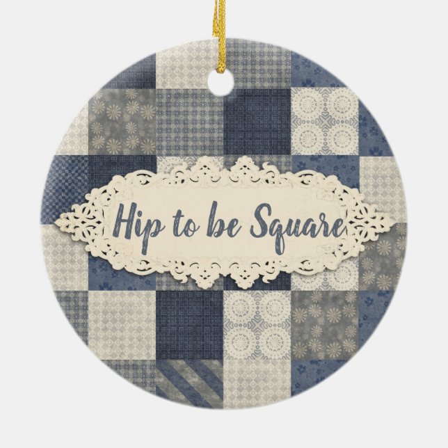 Näherin quilter steppende Weihnachtsverzierung Keramik Ornament (Hinten)