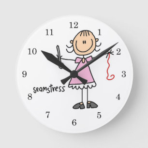 Näherin-Stickfigur Runde Wanduhr