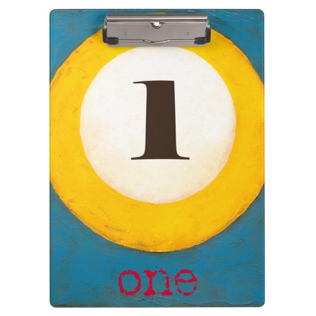 Nahes Bild der Nummer 1-Pool-Ball Klemmbrett (Vorderseite)