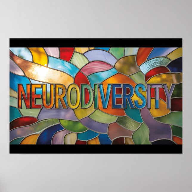 Nahes Farbglas mit Neurovielfalt im Regen Poster (Vorne)