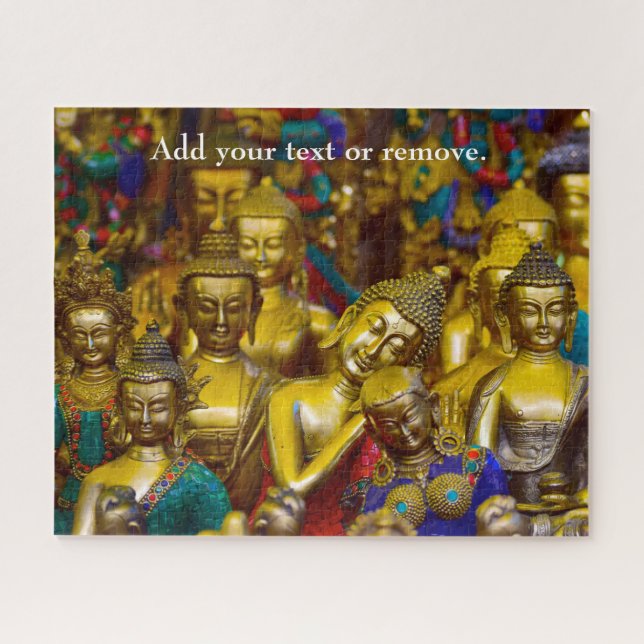 Nahes Foto von goldenen Buddha-Statuen: (Horizontal)