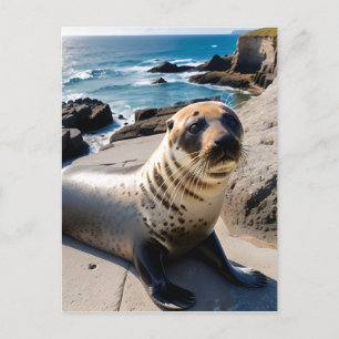 Nahes Portrait eines Siegels Postkarte
