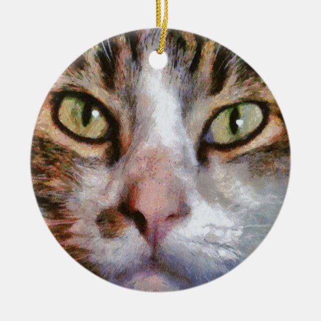 Nahes Portrait über lange Haare Keramik Ornament (Vorne)