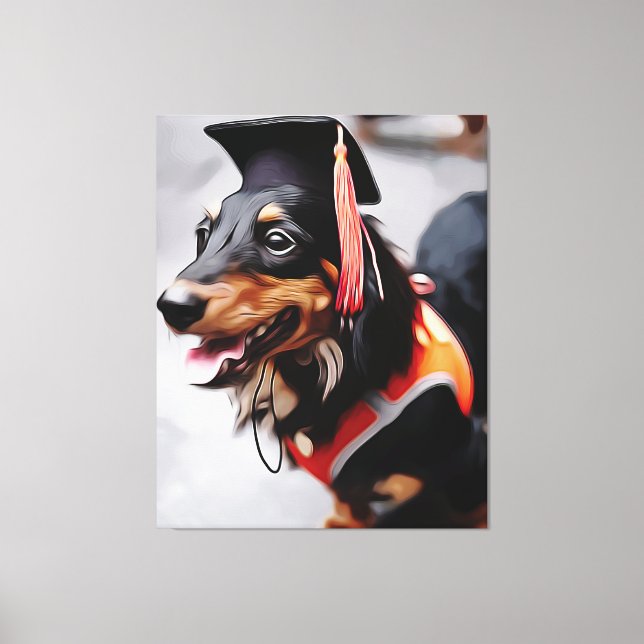 Nahes Up Dackel Hund mit Abschluss Leinwanddruck (Vorderseite)