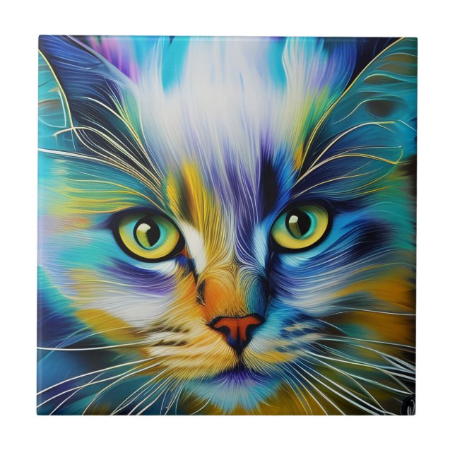 Nahes up of a Colorful Siamese Kitten Fliese (Vorderseite)