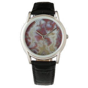 Nahes Up of Red Moss Agate Slab Armbanduhr