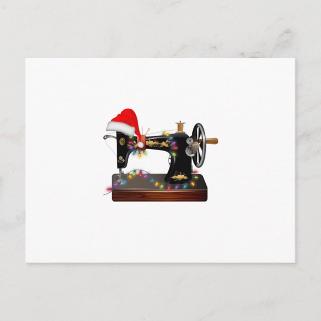 Nähgeschenk| Frohe Weihnachtszeit Ankündigungspostkarte (Vorderseite)