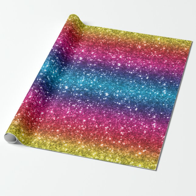 Nahloser Regenbogen-Glitzer-7 Geschenkpapier (Ungerollt)
