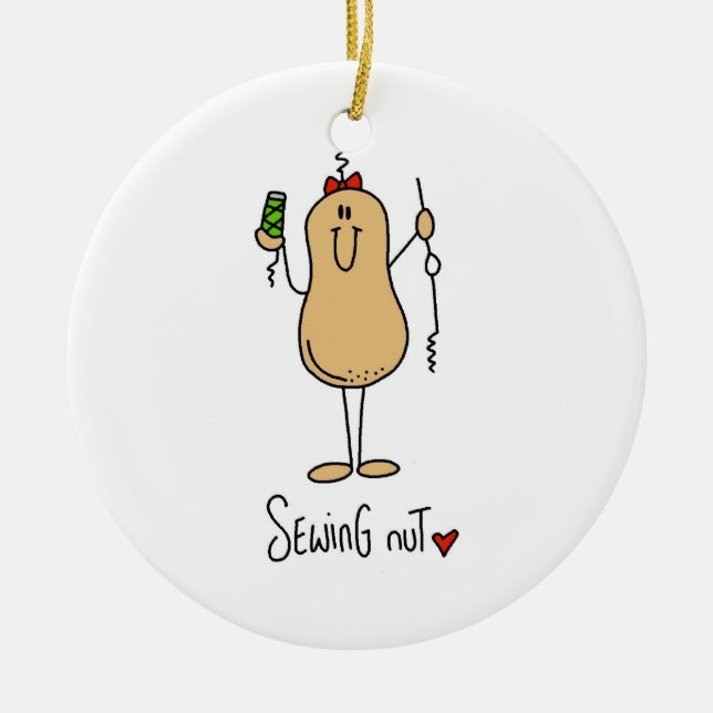 Nähmangen von T - Shirt und Geschenken Keramik Ornament (Vorne)