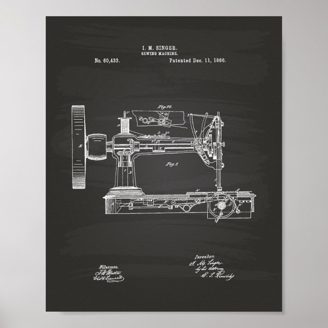 Nähmaschine 1866 Patentenkabine Poster (Vorne)