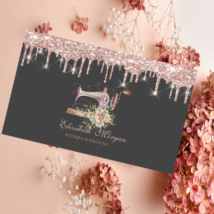 Nähmaschine Blumen Rose Gold Tropfen Bäckerei Visitenkarte
