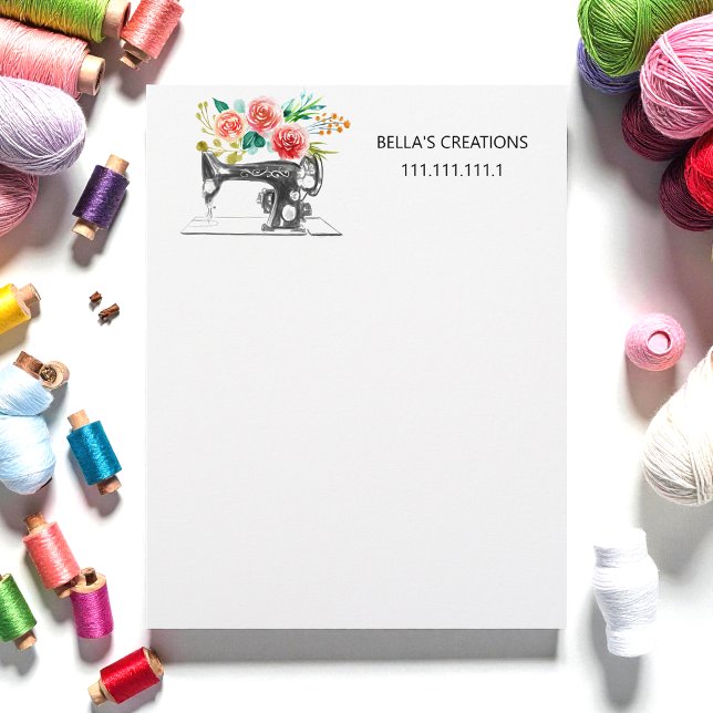 Nähmaschine Blumengeschäftstext Briefbogen (Von Creator hochgeladen)