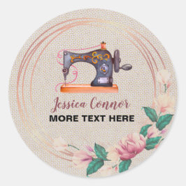 Nähmaschine Cream Off-White Background Runder Aufkleber