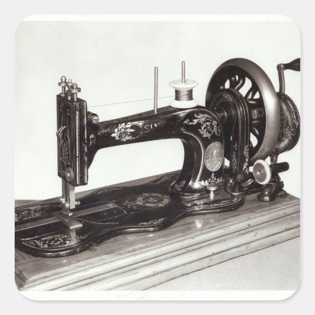 Nähmaschine der Sängerin "New Family", 1865 Quadratischer Aufkleber (Vorderseite)