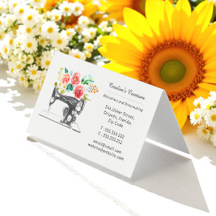 Nähmaschine Floral Schneider Handwerker Visitenkarten