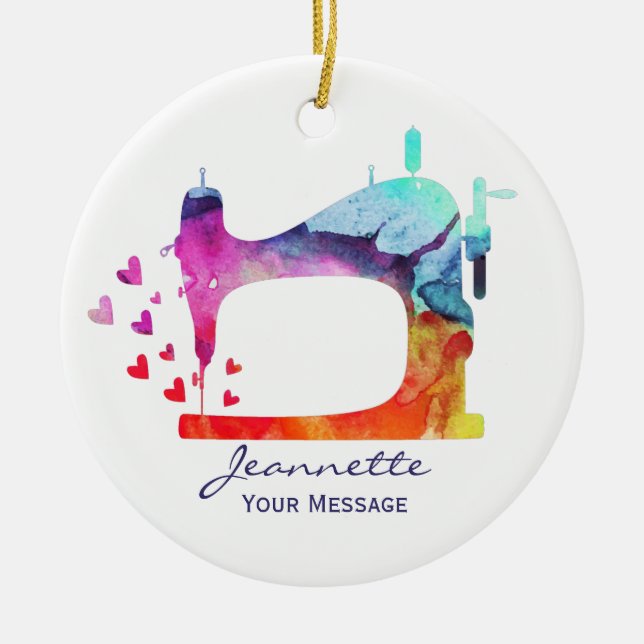 Nähmaschine für Wasserfarben Keramik Ornament (Vorne)