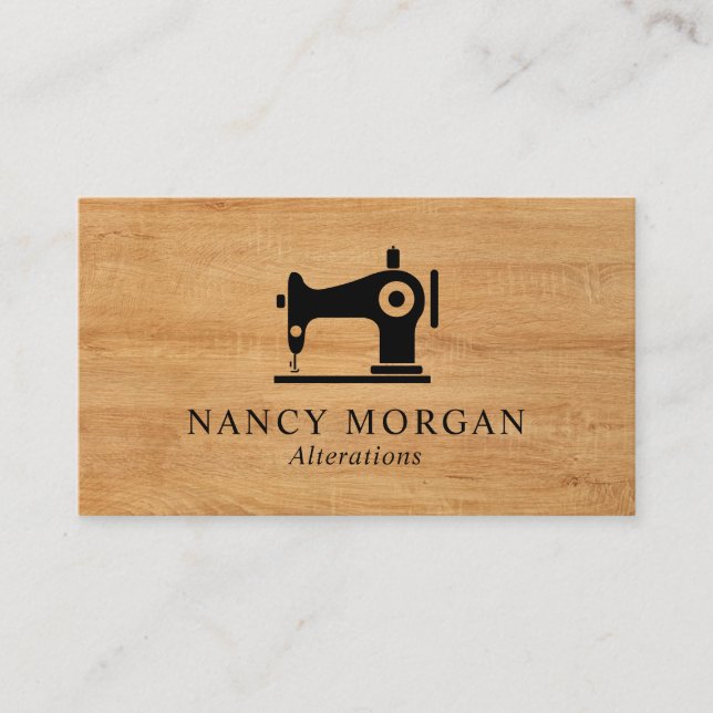 Nähmaschine Holz Business Card Visitenkarte (Vorderseite)