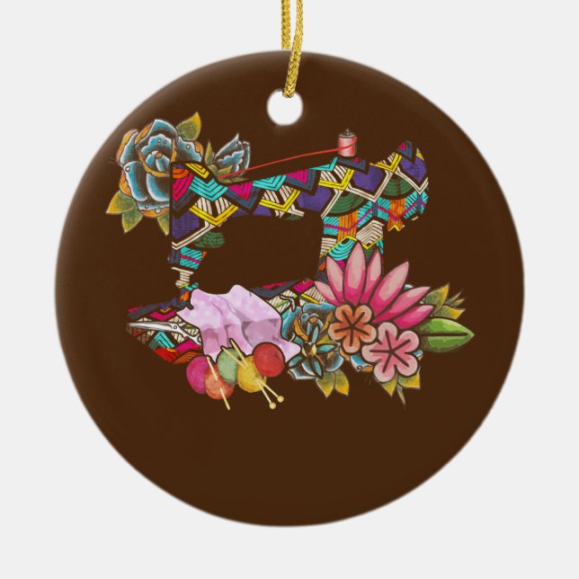 Nähmaschine Keramik Ornament (Vorne)