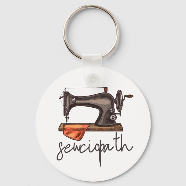 Nähmaschine Minimalistisches Zitat von Sewciopath Schlüsselanhänger (Vorderseite)
