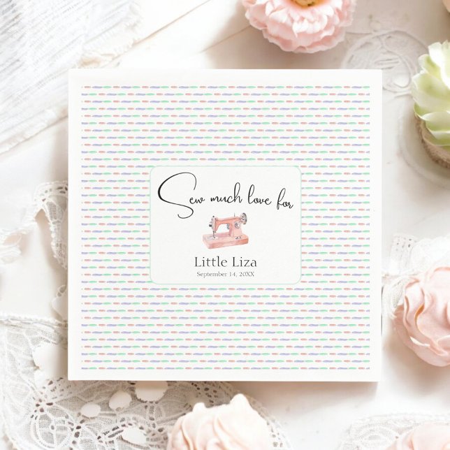 Nähmaschine Pastell Aufkleber Vintage Babydusche Serviette (Von Creator hochgeladen)