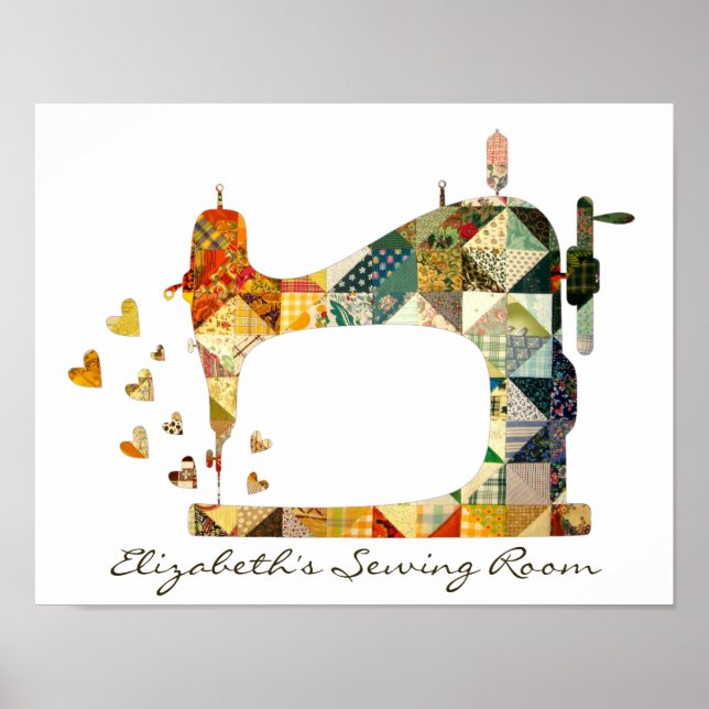 Nähmaschine Patchwork Quilt Poster (Vorne)