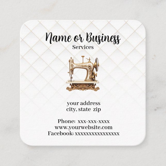 Nähmaschine Quadratische Visitenkarte (Vorderseite)