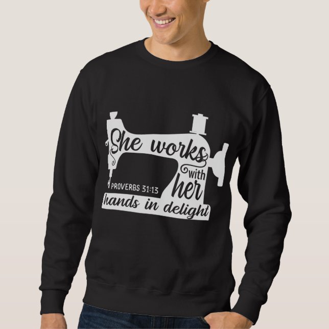 Nähmaschine quiltiert den Glauben Jesus Gott Sweatshirt (Vorderseite)