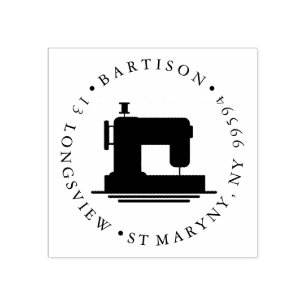 Nähmaschine ROUND RÜCKSENDEADRESSE Gummi Briefmark Gummistempel