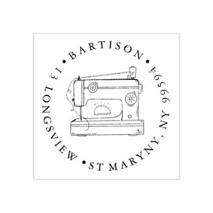 Nähmaschine ROUND RÜCKSENDEADRESSE Gummi Briefmark Gummistempel