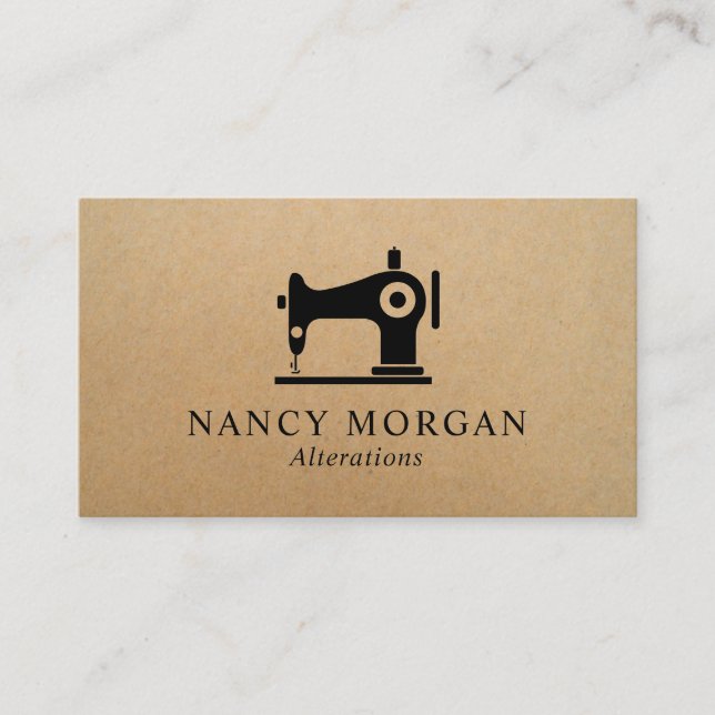 Nähmaschine Rustic kraft Business Card Visitenkarte (Vorderseite)