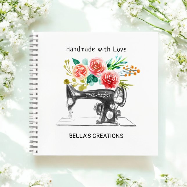 Nähmaschine Schwarz-weißer Handschuhmacher Notizbuch (Von Creator hochgeladen)