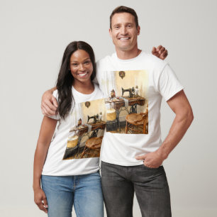 Nähmaschine und Fadenkarussell T-Shirt
