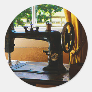 Nähmaschine und Lampe Runder Aufkleber