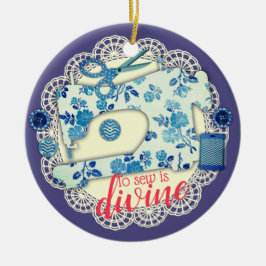 Nähmaschine Vintage Blumenweihnachtsverzierung Keramikornament
