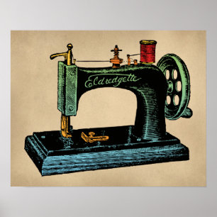 Nähmaschine-Vintage Illustration Poster