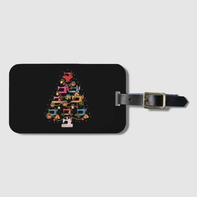 Nähmaschine Weihnachtsbaum Gepäckanhänger (Vorderseite (Horizontal))