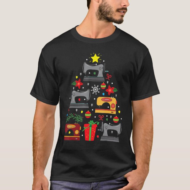 Nähmaschine Weihnachtsbaum Weihnachtsschmuck W T-Shirt (Vorderseite)