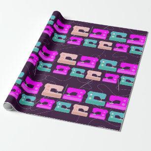 Nähmaschinen Niedliche Quilter, die Muster kreier Geschenkpapier