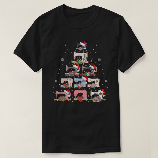 Nähmaschinen Weihnachtsbaum Funny Nähen Lover  T-Shirt (Design vorne)