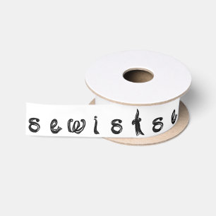 Nähmaschinenbuchstaben Schriftart Band schwarz-wei Satinband