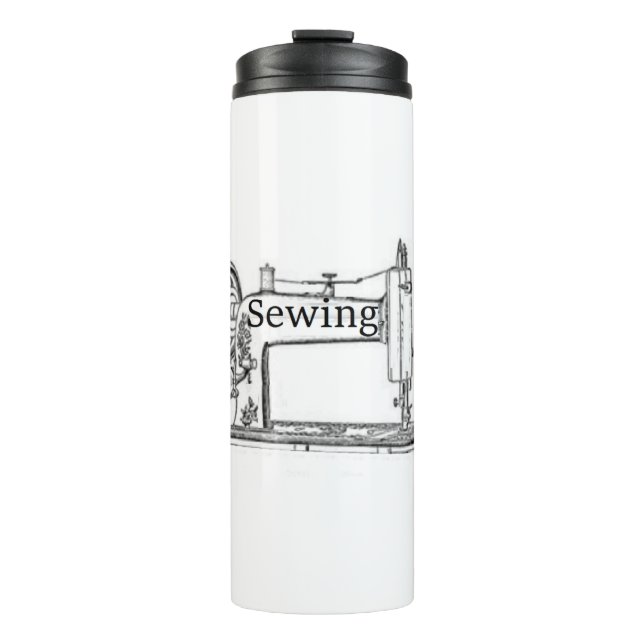 Nähmaschinendesign Thermosbecher (Vorderseite)
