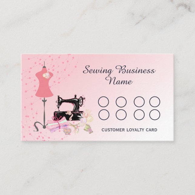 Nähmaschinengewebe Quilting Pink Business Treuekarte (Vorderseite)